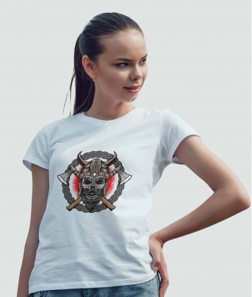 Дамска тениска с щампа Готика Vikings Skull - TShirtArtShop.com